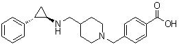 structure of CAS# 1401966-69-5, 4-[[4-[[((1R,2S)-2-Phenylcyclopropyl)amino]methyl]piperidin-1-yl]methyl]benzoic acid