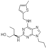 structure of CAS# 1402821-41-3, (2R)-2-[[6-[[(5-Methylthiophen-2-yl)methyl]amino]-9-propyl-9H-purin-2-yl]amino]butan-1-ol;GV-58