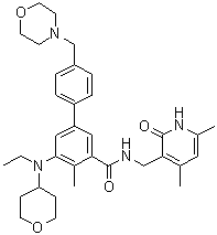 N-[(1,2-二氢-4,6-二甲基-2-氧代-3-吡啶基)甲基]-5-[乙基(四氢-2H-吡喃-4-基)氨基]-4-甲基-4'-(4-吗啉基甲基)-[1,1'-联苯]-3-甲酰胺分子结构 (CAS 1403254-99-8)