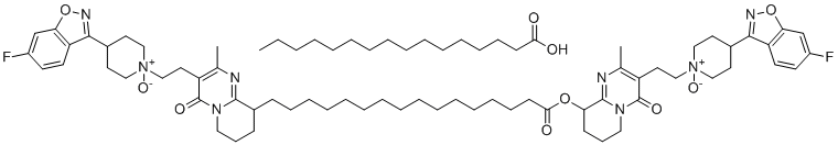 structure of CAS# 1404053-60-6, Paliperidone Palmitate N-Oxide;3-[2-[4-(6-Fluoro-1,2-benzisoxazol-3-yl)-1-oxido-1-piperidinyl]ethyl]-6,7,8,9-tetrahydro-2-methyl-4-oxo-4H-pyrido[1,2-a]pyrimidin-9-yl Hexadecanoate;3-[2-[4-(6-Fluoro-1,2-benzisoxazol-3-yl)-1-oxido-1-piperidinyl]ethyl]-6,7,8,9-tetrahydro-2-methyl-4-oxo-4H-pyrido[1,2-a]pyrimidin-9-yl Ester Hexadecanoic Acid