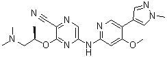 3-[(1R)-2-(Dimethylamino)-1-methylethoxy]-5-[[4-methoxy-5-(1-methyl-1H-pyrazol-4-yl)-2-pyridinyl]amino]-2-pyrazinecarbonitrile molecular structure (CAS 1404095-34-6)