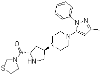 [(2S,4R)-4-[4-(3-Methyl-1-phenyl-1H-pyrazol-5-yl)-1-piperazinyl]-2-pyrrolidinyl]-3-thiazolidinylmethanone molecular structure (CAS 1404559-15-4)