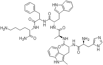 structure of CAS# 140703-51-1, Hexarelin;L-Histidyl-2-methyl-D-tryptophyl-L-alanyl-L-tryptophyl-D-phenylalanyl-L-lysinamide; Examorelin