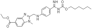 Ethyl 2-[[[4-[[[(hexyloxy)carbonyl]amino]iminomethyl]phenyl]amino]methyl]-1-methyl-1H-benzimidazole-5-carboxylate molecular structure (CAS 1408238-36-7)