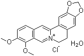 structure of CAS# 141433-60-5, Berberine chloride hydrate;5,6-Dihydro-9,10-dimethoxybenzo[g]-1,3-benzodioxolo[5,6-a]quinolizinium chloride hydrate