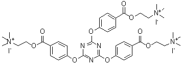 2,2',2'-[1,3,5-Triazine-2,4,6-triyltris(oxy-4,1-phenylenecarbonyloxy)]tris[N,N,N-trimethylethanaminium] iodide (1:3) molecular structure (CAS 1414469-59-2)