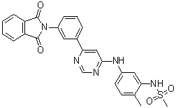 N-[5-[[6-[3-(1,3-Dioxoisoindol-2-yl)phenyl]pyrimidin-4-yl]amino]-2-methylphenyl]methanesulfonamide molecular structure (CAS 1415559-43-1)