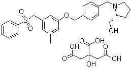 (2R)-1-[[4-[[3-Methyl-5-[(phenylsulfonyl)methyl]phenoxy]methyl]phenyl]methyl]-2-pyrrolidinemethanol 2-hydroxy-1,2,3-propanetricarboxylate (1:1) molecular structure (CAS 1415562-83-2)