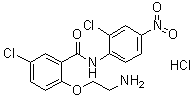 structure of CAS# 1420290-99-8, 2-(2-Aminoethoxy)-5-chloro-N-(2-chloro-4-nitrophenyl)benzamide hydrochloride (1:1)