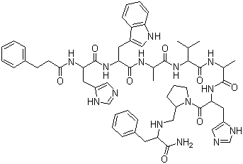 Deamino-Phe-His-Trp-Ala-Val-D-Ala-His-D-Pro-psi[CH2NH]-Phe-NH2 molecular structure (CAS 142061-53-8)