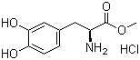 structure of CAS# 1421-65-4, Levodopa methyl ester hydrochloride;L-DOPA Me ester hydrochloride; L-Dopa methyl ester hydrochloride; 3,4-Dihydroxyphenyl-L-alanine methyl ester hydrochloride; Methyl L-3-(3,4-dihydroxyphenyl)alaninate hydrochloride