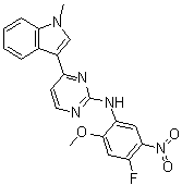 N-(4-氟-2-甲氧基-5-硝基苯基)-4-(1-甲基-1H-吲哚-3-基)-2-嘧啶胺分子结构 (CAS 1421372-94-2)