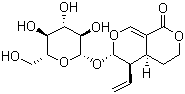 structure of CAS# 14215-86-2, Sweroside;(4aS,5R,6S)-5-Ethenyl-6-[(2S,3R,4S,5S,6R)-3,4,5-trihydroxy-6-(hydroxymethyl)oxan-2-yl]oxy-4,4a,5,6-tetrahydro-3H-pyrano[3,4-c]pyran-1-one