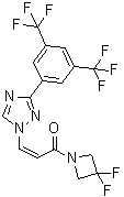 (2Z)-3-[3-[3,5-Bis(trifluoromethyl)phenyl]-1H-1,2,4-triazol-1-yl]-1-(3,3-difluoro-1-azetidinyl)-2-propen-1-one molecular structure (CAS 1421919-75-6)