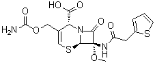 (2R,6R,7S)-3-[[(Aminocarbonyl)oxy]methyl]-7-methoxy-8-oxo-7-[[2-(2-thienyl)acetyl]amino]-5-thia-1-azabicyclo[4.2.0]oct-3-ene-2-carboxylic acid molecular structure (CAS 1422023-32-2)