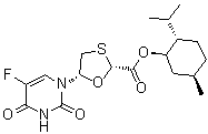 (2R,5S)-5-(5-Fluoro-3,4-dihydro-2,4-dioxo-1(2H)-pyrimidinyl)-1,3-oxathiolane-2-carboxylic acid (1R,2S,5R)-5-methyl-2-(1-methylethyl)cyclohexyl ester molecular structure (CAS 1422361-25-8)