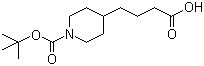 结构式 CAS# 142247-38-9, 4-(N-Boc-4-哌啶基)丁酸; 4-(N-叔丁氧羰基-4-哌啶基)丁酸