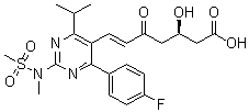 structure of CAS# 1422619-13-3, (3R,6E)-7-[4-(4-Fluorophenyl)-6-(1-methylethyl)-2-[methyl(methylsulfonyl)amino]-5-pyrimidinyl]-3-hydroxy-5-oxo-6-heptenoic acid