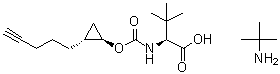 结构式 CAS# 1425038-21-6, (S)-3,3-二甲基-2-((((1R,2R)-2-(戊-4-炔-1-基)环丙氧基)羰基)氨基)丁酸叔丁胺盐