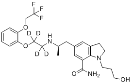 structure of CAS# 1426173-86-5, Silodosin-d4;1-(3-hydroxypropyl)-5-[(2R)-2-[[1,1,2,2-tetradeuterio-2-[2-(2,2,2-trifluoroethoxy)phenoxy]ethyl]amino]propyl]-2,3-dihydroindole-7-carboxamide