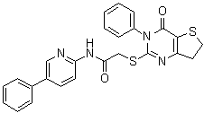 N-(5-Phenyl-2-pyridinyl)-2-[(3,4,6,7-tetrahydro-4-oxo-3-phenylthieno[3,2-d]pyrimidin-2-yl)thio]acetamide molecular structure (CAS 1427782-89-5)