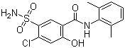 结构式 CAS# 14293-44-8, 希伯胺; 5-(氨基磺酰基)-4-氯-N-(2,6-二甲基苯基)-2-羟基苯甲酰胺