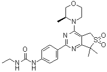 N-[4-[5,7-Dihydro-7,7-dimethyl-4-[(3S)-3-methyl-4-morpholinyl]-6,6-dioxidothieno[3,4-d]pyrimidin-2-yl]phenyl]-N'-ethylurea molecular structure (CAS 1429639-50-8)