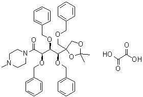 (5xi)-5,6-O-(1-Methylethylidene)-1-C-(4-methyl-1-piperazinyl)-5-C-[(phenylmethoxy)methyl]-2,3,4-tris-O-(phenylmethyl)-D-xylo-hexose ethanedioate (1:1) molecular structure (CAS 1431329-06-4)