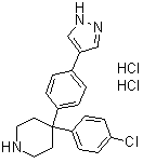 4-(4-Chlorophenyl)-4-[4-(1H-pyrazol-4-yl)phenyl]piperidine hydrochloride (1:2) molecular structure (CAS 1431697-86-7)
