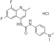 structure of CAS# 1431697-90-3, N-(6,8-Difluoro-2-methyl-4-quinolinyl)-N'-[4-(dimethylamino)phenyl]urea hydrochloride (1:1);SB408124 Hydrochloride