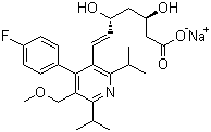 structure of CAS# 143201-11-0, Cerivastatin sodium;Sodium 7-[4-(4-fluorophenyl)-5-(methoxymethyl)-2,6-dipropan-2-yl-pyrid in-3-yl]-3,5-dihydroxy-hept-6-enoate