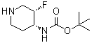 结构式 CAS# 1434126-99-4, N-[(3S,4R)-3-氟-4-哌啶基]氨基甲酸叔丁酯