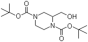 structure of CAS# 143540-05-0, 2-(Hydroxymethyl)-1,4-piperazinedicarboxylic acid 1,4-bis(tert-butyl) ester