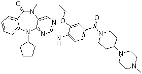 11-Cyclopentyl-2-[[2-ethoxy-4-[[4-(4-methyl-1-piperazinyl)-1-piperidinyl]carbonyl]phenyl]amino]-5,11-dihydro-5-methyl-6H-pyrimido[4,5-b][1,4]benzodiazepin-6-one molecular structure (CAS 1435488-37-1)