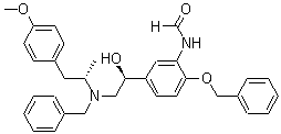 rel-N-[5-[(1R)-1-Hydroxy-2-[[(1R)-2-(4-methoxyphenyl)-1-methylethyl](phenylmethyl)amino]ethyl]-2-(phenylmethoxy)phenyl]formamide molecular structure (CAS 143687-23-4)
