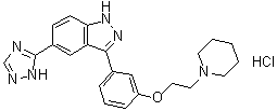 3-[3-[2-(1-Piperidinyl)ethoxy]phenyl]-5-(1H-1,2,4-triazol-5-yl)-1H-indazole hydrochloride (1:1) molecular structure (CAS 1438391-30-0)