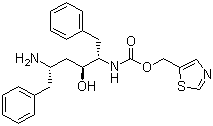 结构式 CAS# 144164-11-4, (2S,3S,5S)-5-氨基-2-(N-((5-噻唑基)-甲氧羰基)氨基)-1,6-二苯基-3-羟基己烷