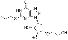 3-[(1R,2S,3S,4S)-2,3-Dihydroxy-4-(2-hydroxyethoxy)cyclopentyl]-3,6-dihydro-5-(propylthio)-7H-1,2,3-triazolo[4,5-d]pyrimidin-7-one molecular structure (CAS 1445580-43-7)