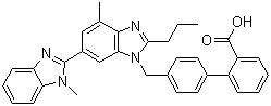 structure of CAS# 144701-48-4, Telmisartan;4'[(1,4'-Dimethyl-2'-propyl[2,6'-bi-1H-benzimidazol]-1'-yl)methyl][1,1'-biphenyl]-2-carboxylic acid