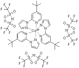 structure of CAS# 1447938-61-5, Tris[4-(1,1-dimethylethyl)-2-(1H-pyrazol-1-yl)pyridine]cobalt salt with 1,1,1-trifluoro-N-[(trifluoromethyl)sulfonyl]methanesulfonamide (1:3)