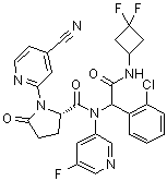 1-(4-Cyano-2-pyridinyl)-5-oxo-L-prolyl-2-(2-chlorophenyl)-N-(3,3-difluorocyclobutyl)-N2-(5-fluoro-3-pyridinyl)glycinamide molecular structure (CAS 1448346-63-1)