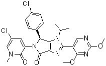 (S)-5-(5-Chloro-1-methyl-2-oxo-1,2-dihydropyridin-3-yl)-6-(4-chlorophenyl)-2-(2,4-dimethoxypyrimidin-5-yl)-1-isopropyl-5,6-dihydro-1H-pyrrolo[3,4-d]imidazol-4-one molecular structure (CAS 1448867-41-1)