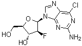 structure of CAS# 144924-88-9, 6-Chloro-9-(2-deoxy-2-fluoro-beta-D-arabinofuranosyl)-9H-purin-2-amine
