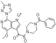 structure of CAS# 1449413-05-1, 1-(4-Benzoyl-1-piperazinyl)-2-[4-methoxy-7-(3-methyl-1H-1,2,4-triazol-1-yl)-1H-pyrrolo[2,3-c]pyridin-3-yl]-1,2-ethanedione lithium salt (1:1)