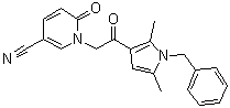 structure of CAS# 1449747-00-5, 1-[2-[2,5-Dimethyl-1-(phenylmethyl)-1H-pyrrol-3-yl]-2-oxoethyl]-1,6-dihydro-6-oxo-3-pyridinecarbonitrile