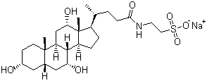 structure of CAS# 145-42-6, Sodium taurocholate;Taurocholic acid sodium salt; Sodium 2-[(3a,7a,12a-trihydroxy-24-oxo-5beta-cholan-24-yl)amino]ethanesulfonate