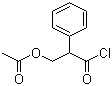 structure of CAS# 14510-37-3, Acetyltropylic chloride;Tropoyl chloride acetate; Acetyltropoyl chloride; alpha-((Acetyloxy)methyl)benzeneacetyl chloride