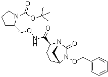 (2S)-2-[[[[[(1R,2S,5R)-7-Oxo-6-(phenylmethoxy)-1,6-diazabicyclo[3.2.1]oct-2-yl]carbonyl]amino]oxy]methyl]-1-pyrrolidinecarboxylic acid 1,1-dimethylethyl ester molecular structure (CAS 1452466-54-4)