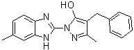 3-Methyl-1-(6-methyl-1H-benzimidazol-2-yl)-4-(phenylmethyl)-1H-pyrazol-5-ol molecular structure (CAS 1453097-13-6)