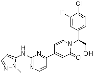 1-[(1S)-1-(4-Chloro-3-fluorophenyl)-2-hydroxyethyl]-4-[2-[(1-methyl-1H-pyrazol-5-yl)amino]-4-pyrimidinyl]-2(1H)-pyridinone molecular structure (CAS 1453848-26-4)
